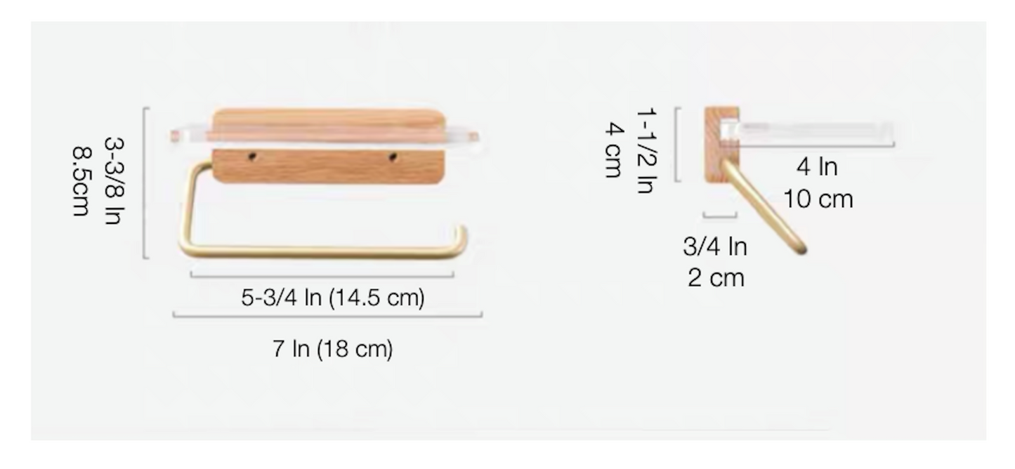 Beech Toilet Paper Holder w/ Acrylic Shelf