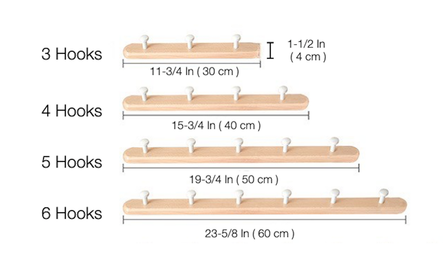 Solid Walnut/Beech Coat Rack with  Hooks