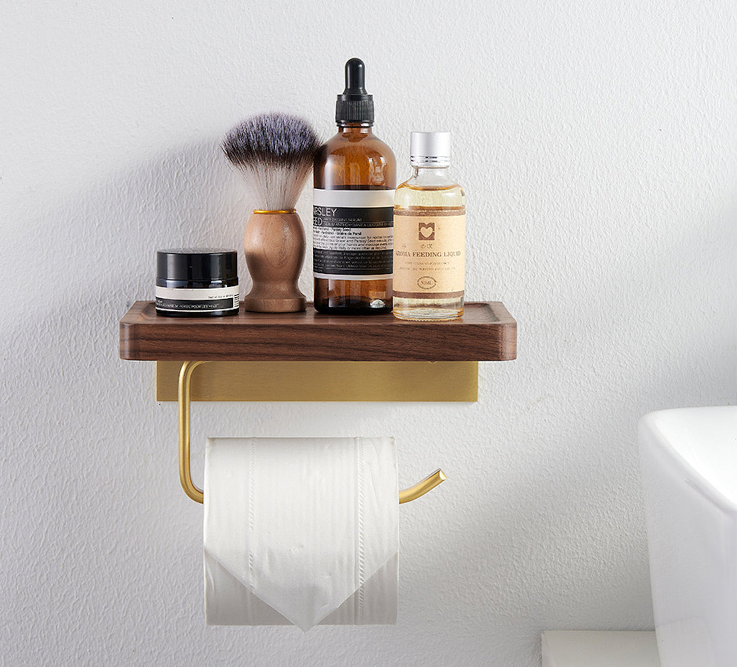 Wood Toilet Paper Holder w/ Shelf