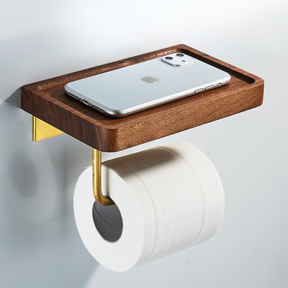 Wood Toilet Paper Holder w/ Shelf