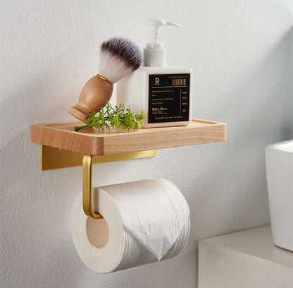 Wood Toilet Paper Holder w/ Shelf