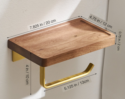 Wood Toilet Paper Holder w/ Shelf