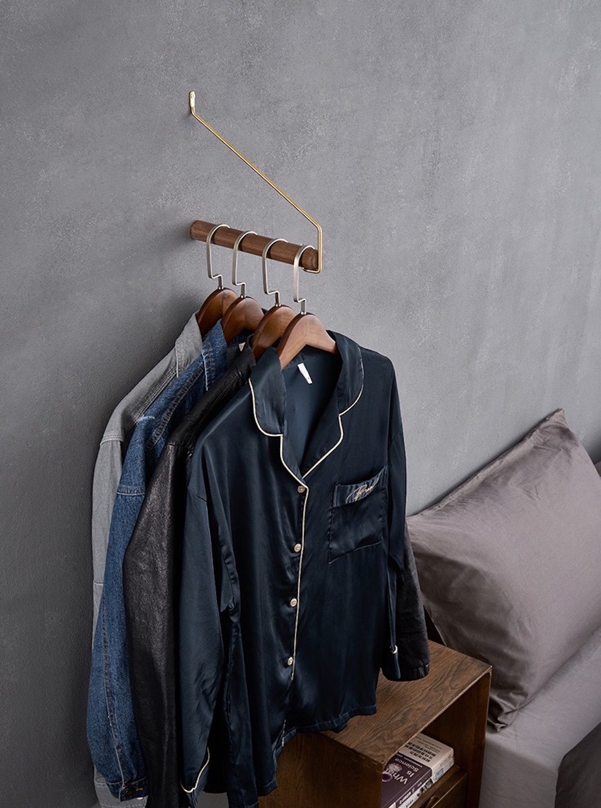 Brass | Wood Wall Mounted Modern Clothes Rack – YuBlueBlue