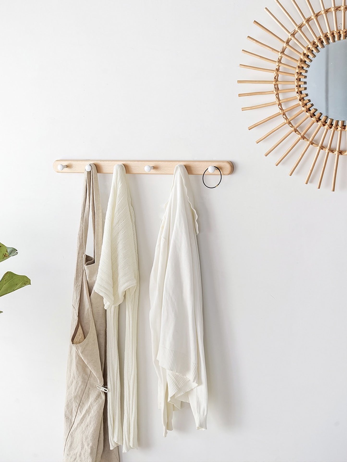 Solid Walnut/Beech Coat Rack with  Hooks