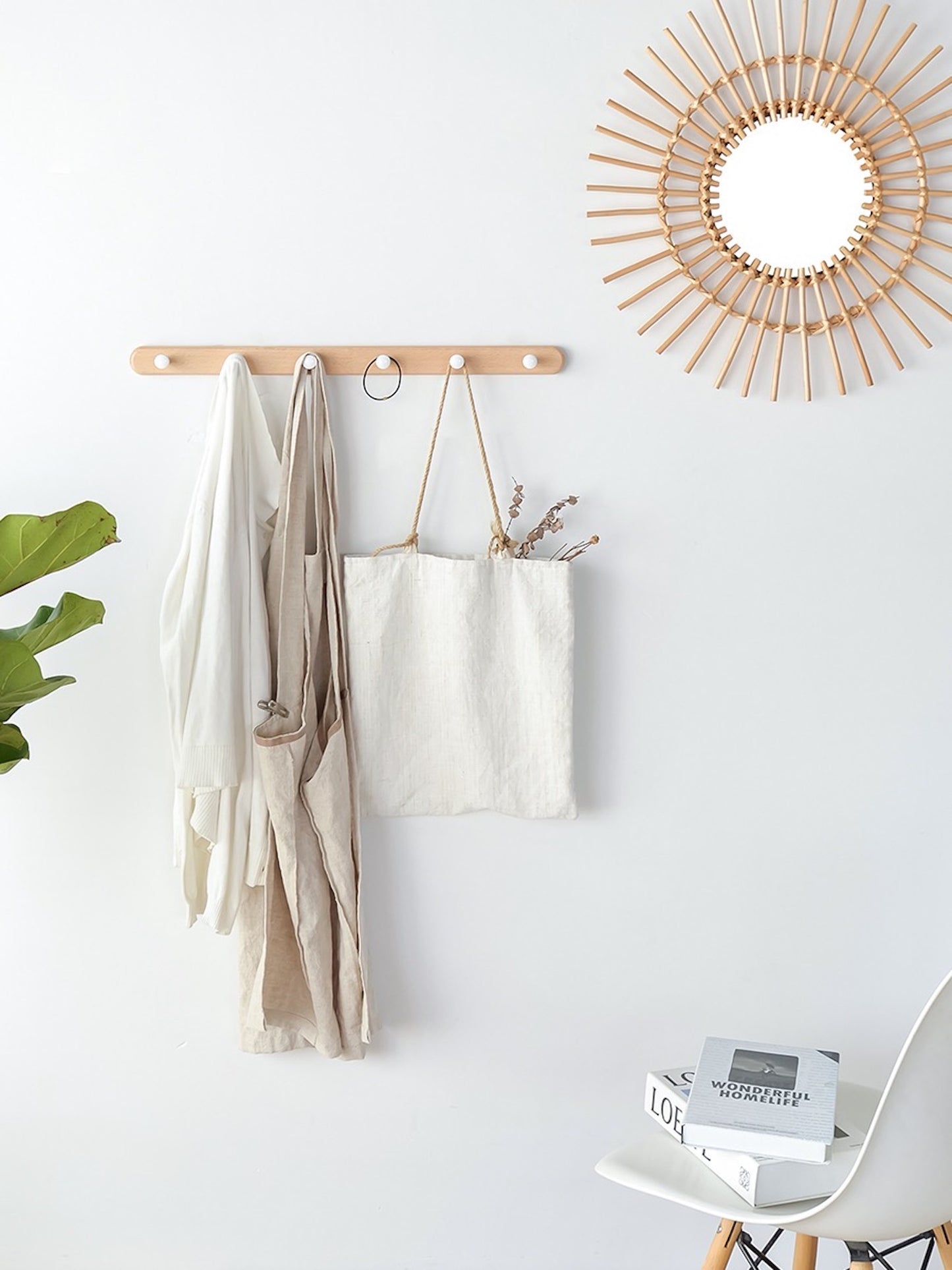 Solid Walnut/Beech Coat Rack with  Hooks