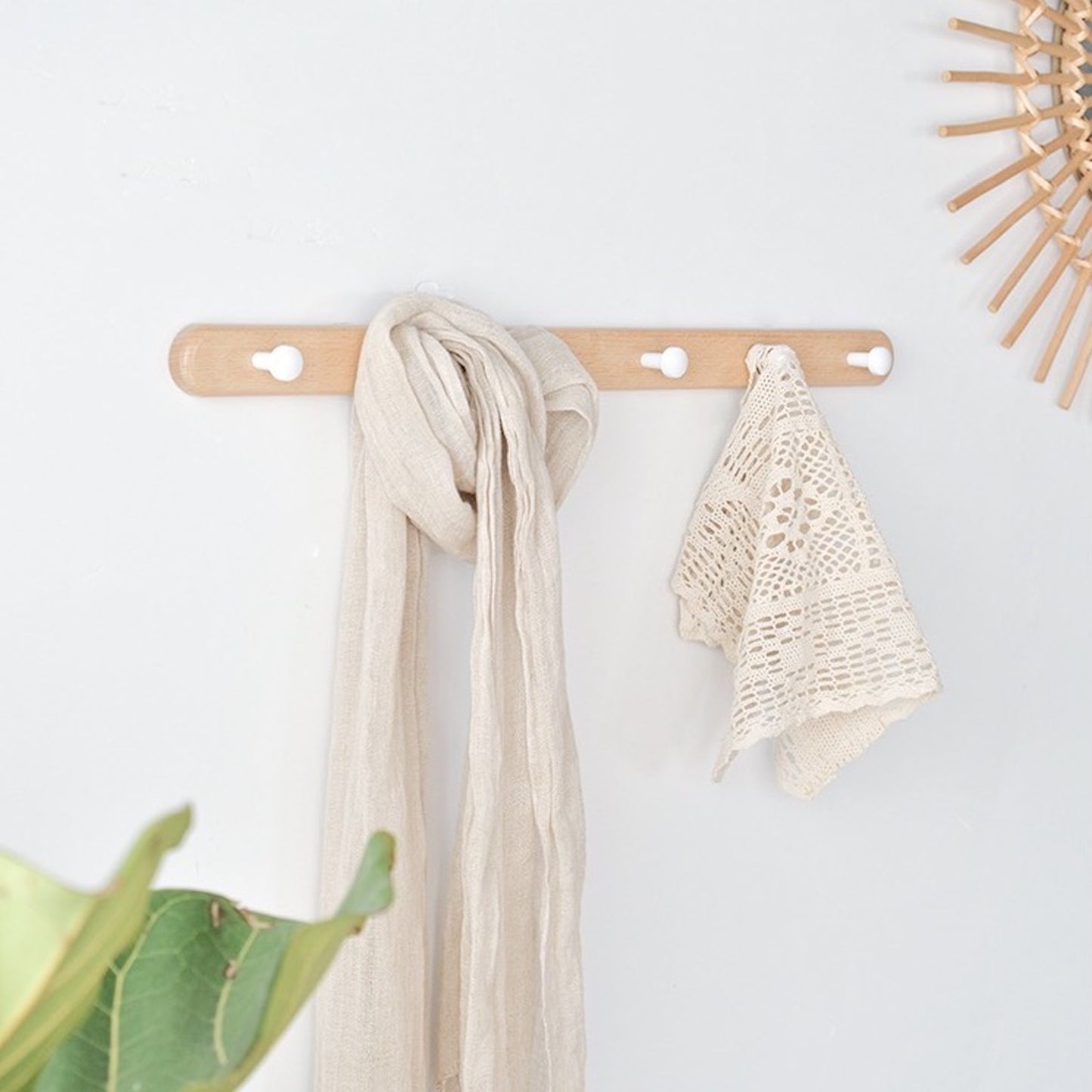 Solid Walnut/Beech Coat Rack with  Hooks