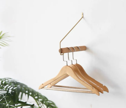 Brass | Wood Wall Mounted Modern Clothes Rack