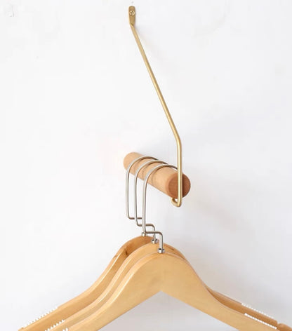 Brass | Wood Wall Mounted Modern Clothes Rack