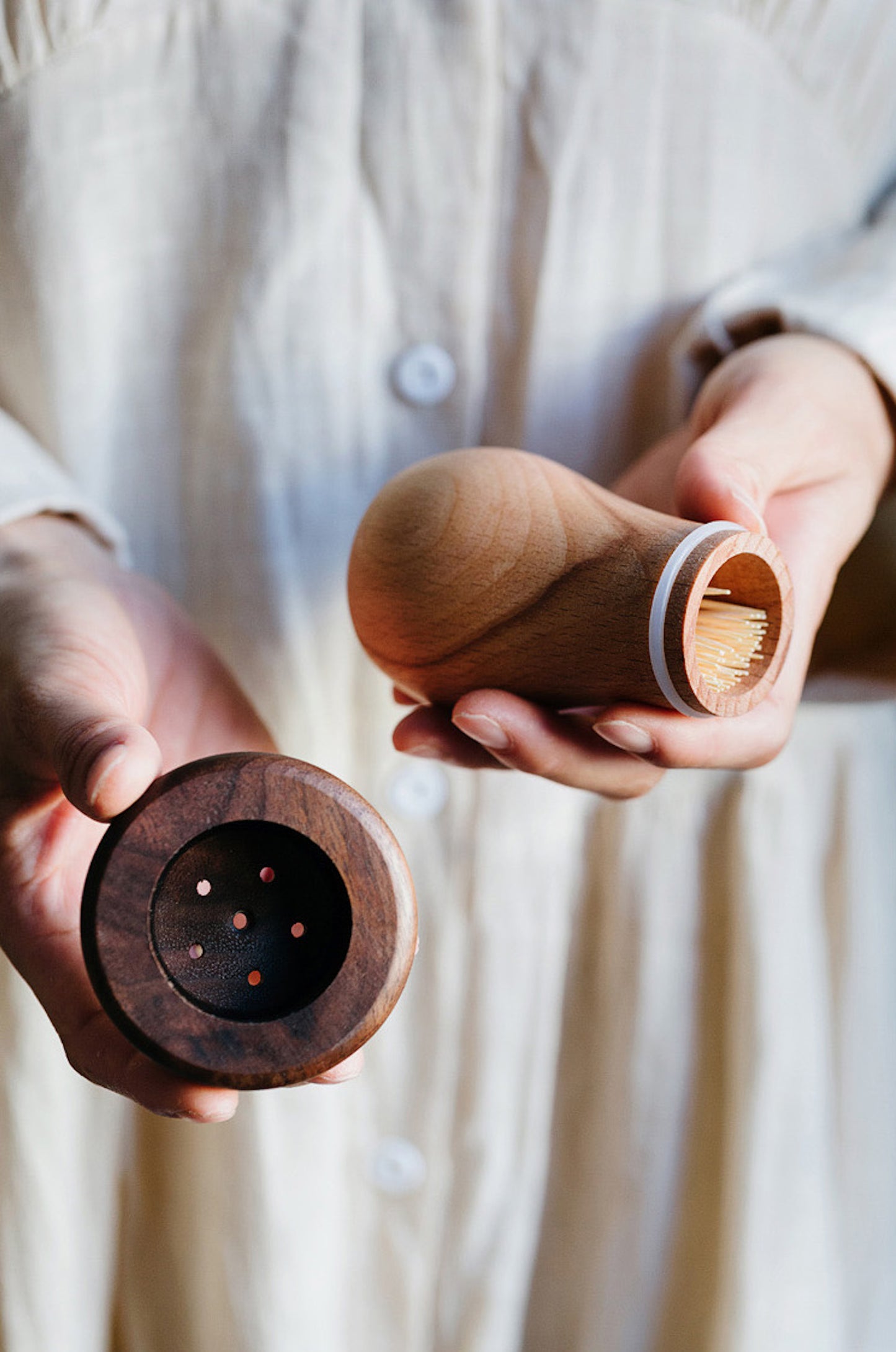 Solid Wood Mushroom Toothpick Holder | Dispenser