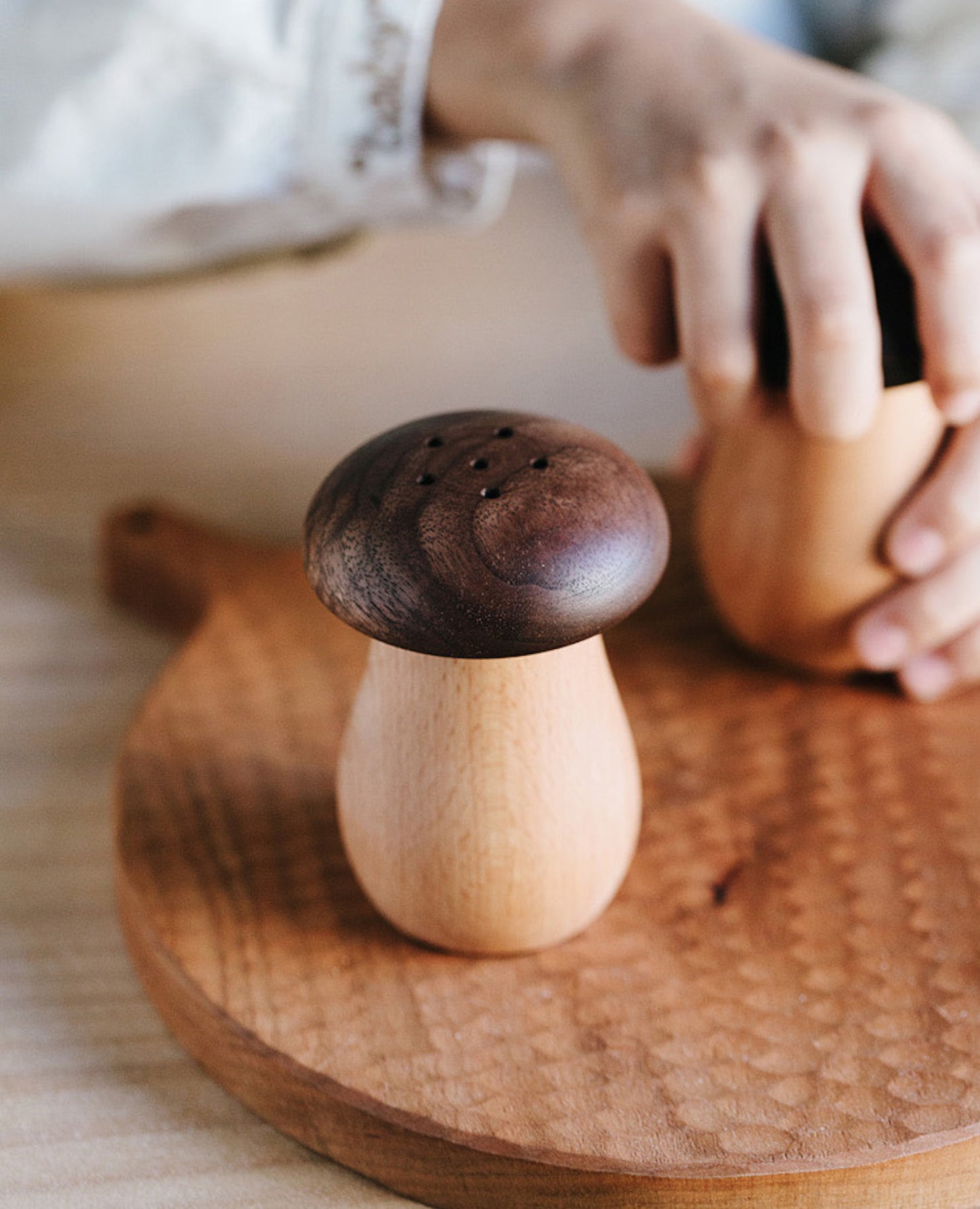 Solid Wood Mushroom Toothpick Holder | Dispenser