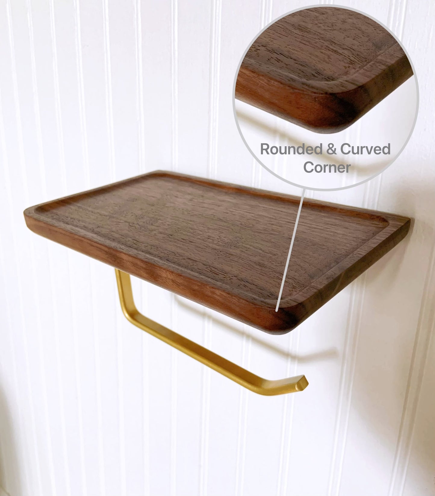 Wood Toilet Paper Holder w/ Shelf