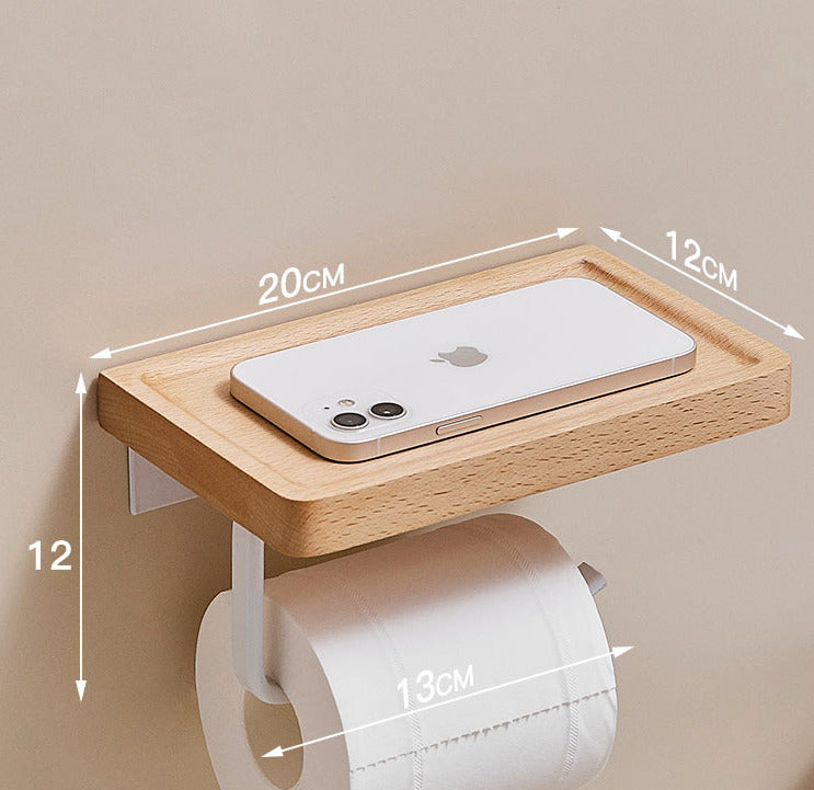 Wood Toilet Paper Holder w/ Shelf