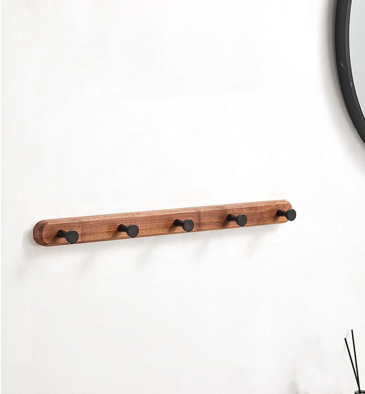 Solid Walnut/Beech Coat Rack with  Hooks