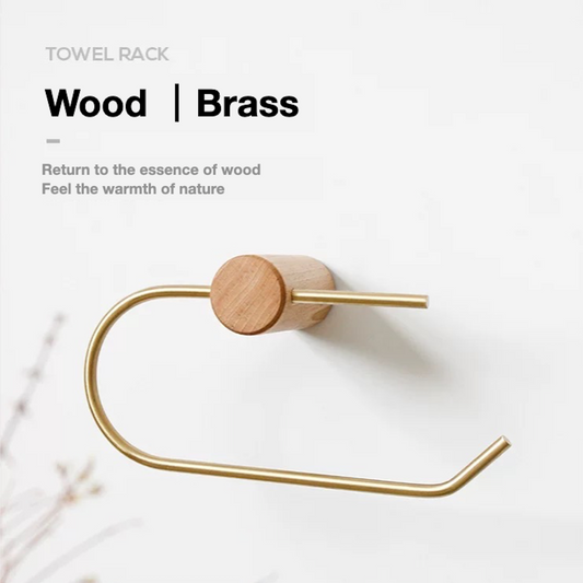 Wood & Brass Toilet Paper Holder