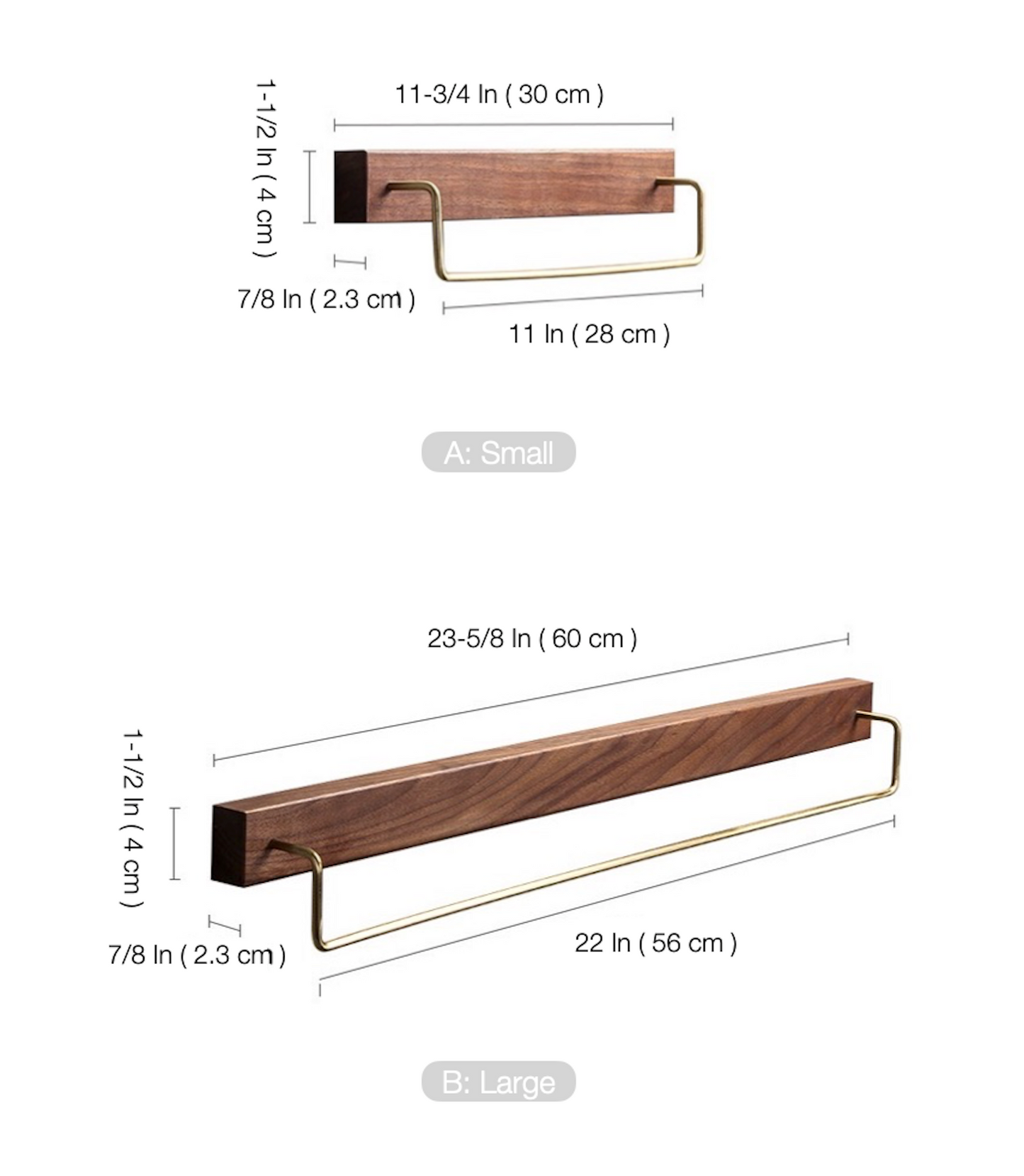 Smile Towel Holder Walnut/Beech Brass