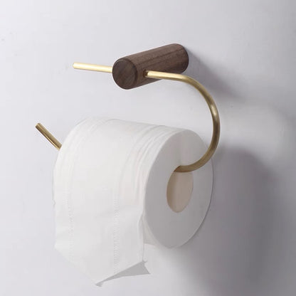 Wood & Brass Toilet Paper Holder