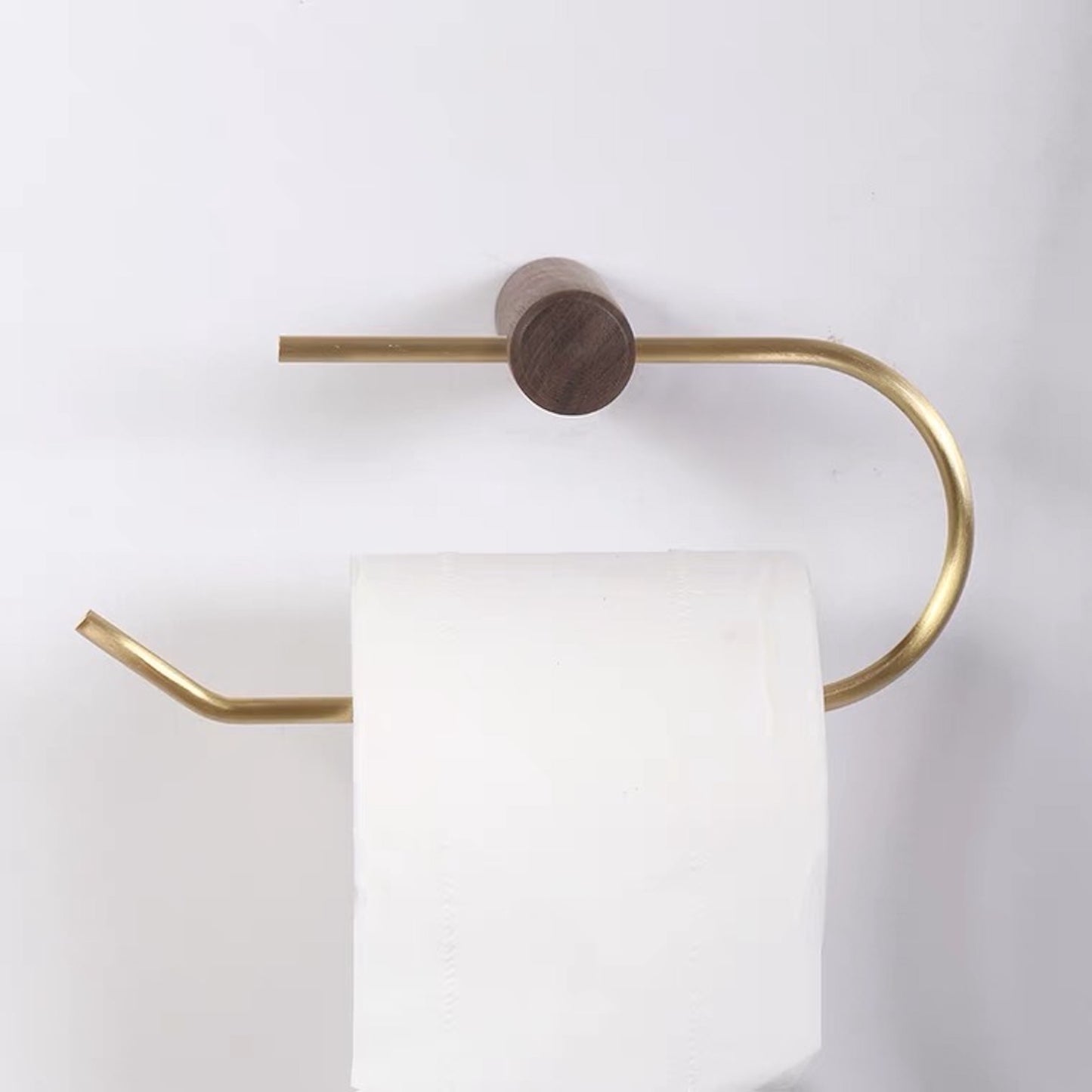 Wood & Brass Toilet Paper Holder