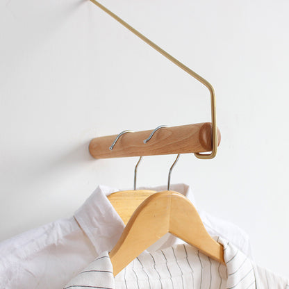 Brass | Wood Wall Mounted Modern Clothes Rack