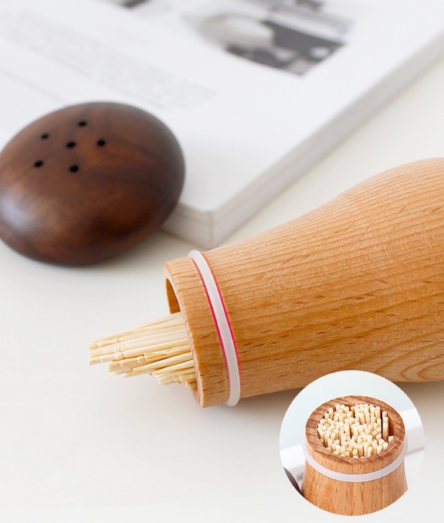 Solid Wood Mushroom Toothpick Holder | Dispenser