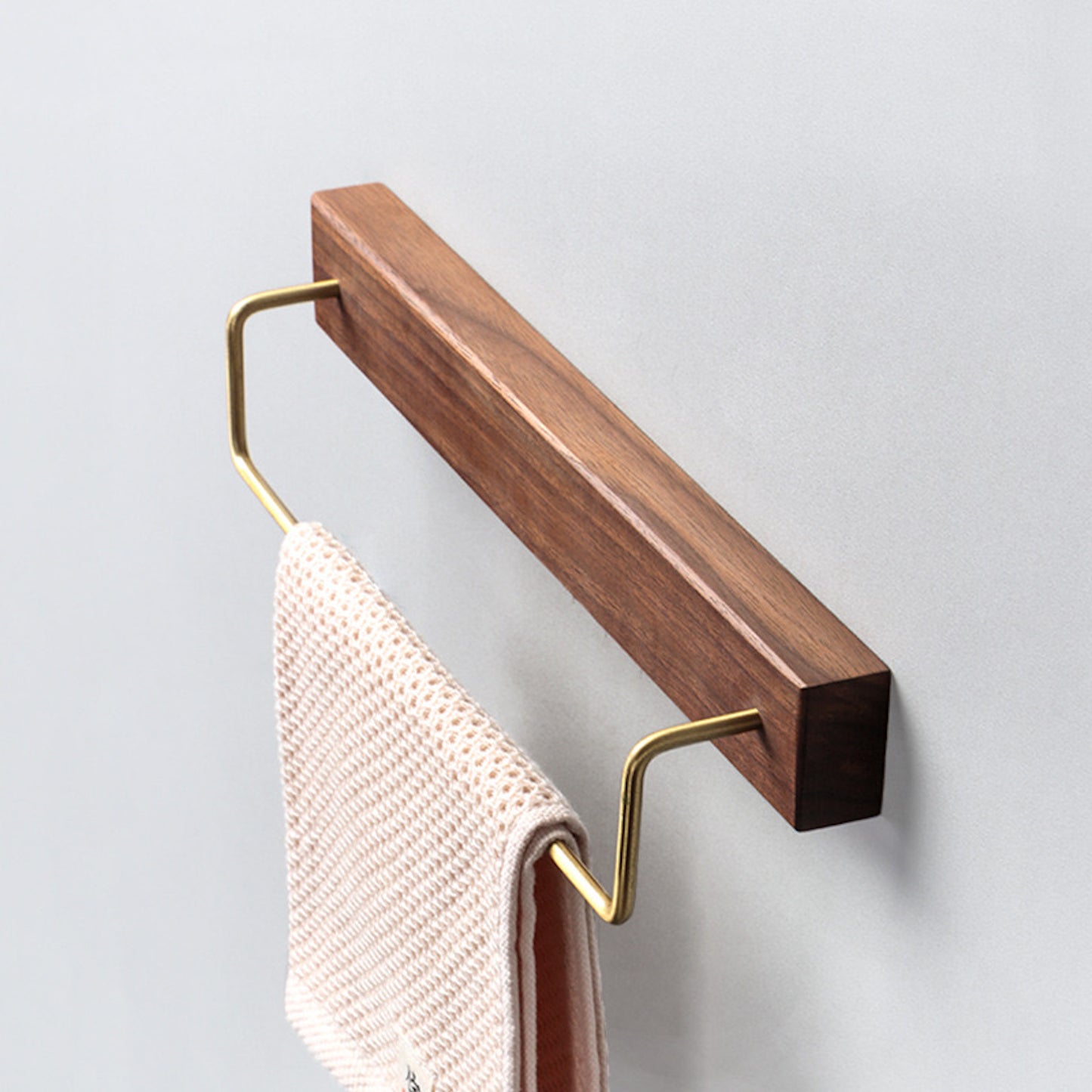 Smile Towel Holder Walnut/Beech Brass