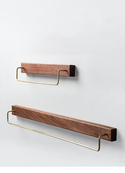 Smile Towel Holder Walnut/Beech Brass